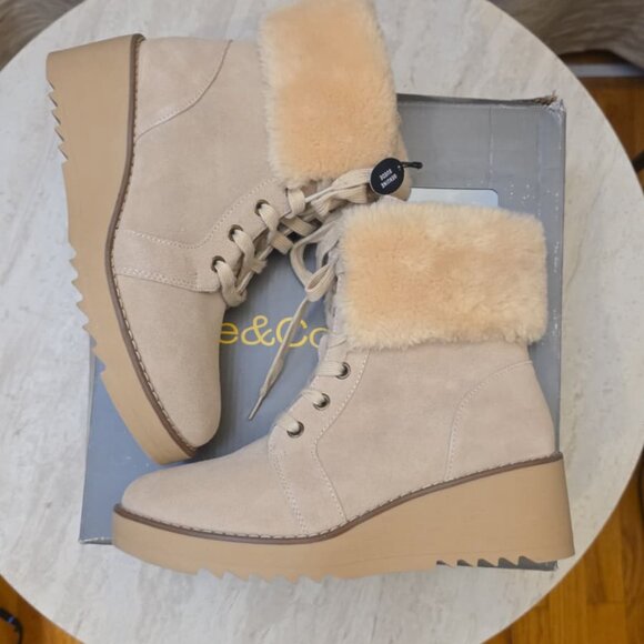 Style Co Womens Iggyy Lace-Up Wedge Booties Sand color - Picture 2 of 4